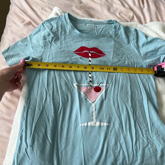 kate spade cocktail hour tshirt top dusty blue sky size xs like new no tags - Picture 4 of 9